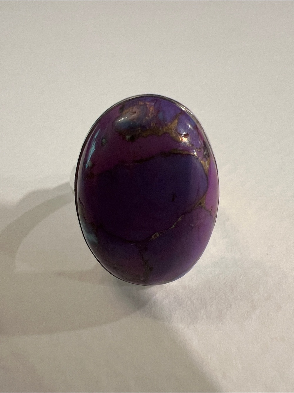 Sterling Silver Purple Mojave Turquoise Statement Ring - Picture 7 of 8